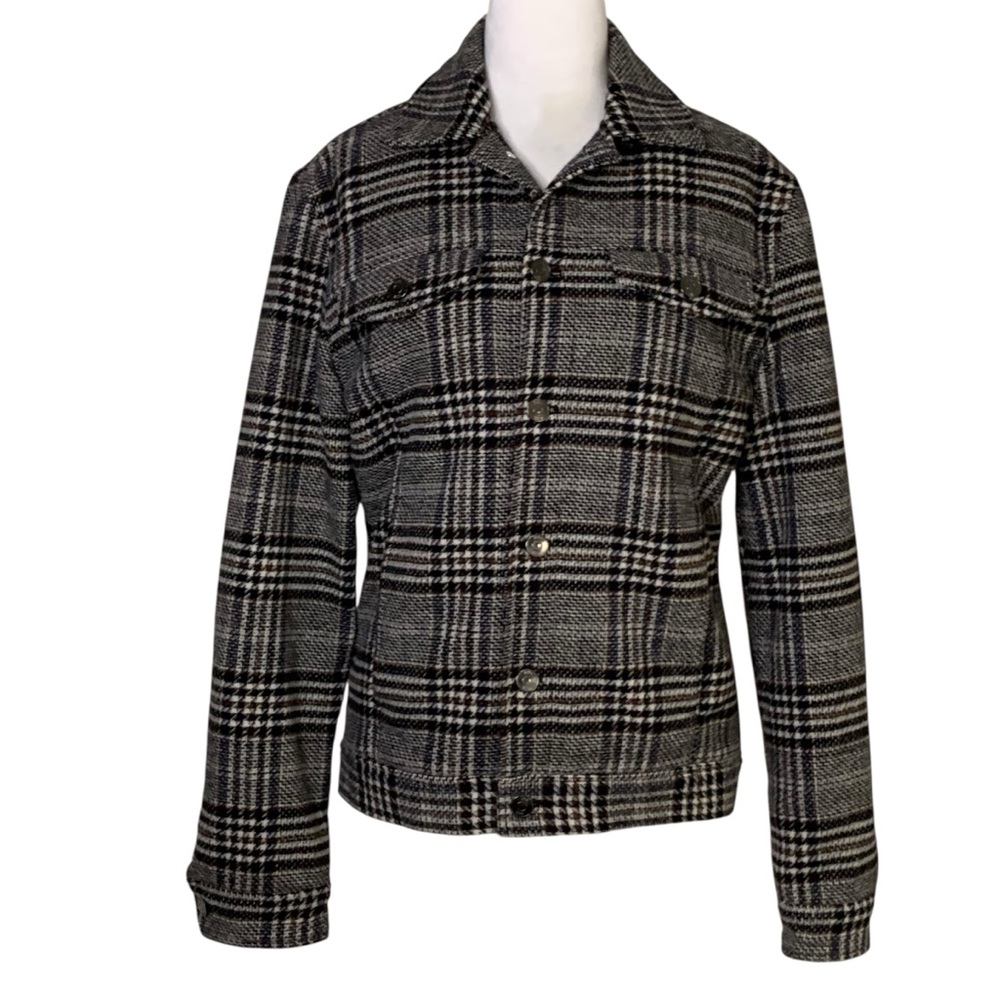 Zara Plaid Women’s Small Button Front Classic Casual Wool Blend Shacket